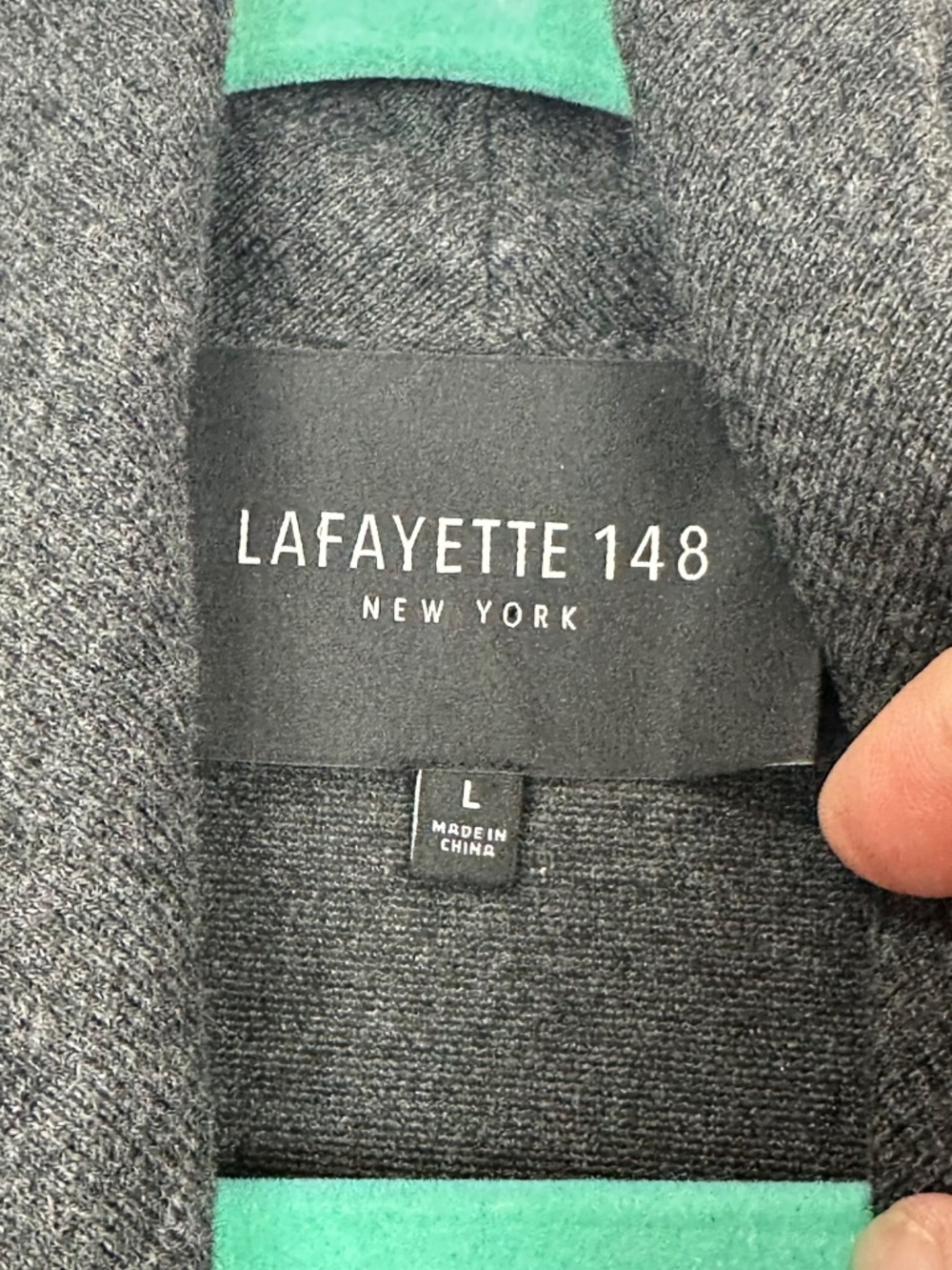 Lafayette 148 Womens Black Gray Wool Leather Waterfall Tie Waist Vest L - Picture 2 of 10
